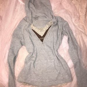 Y2k twilightcore Grey long sleeve button up hoodie